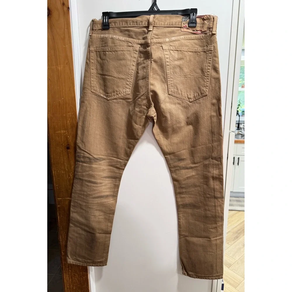 Denim & Supply Ralph Lauren Slim Fit Tan Brown Jeans Mens 36x30 Distressed
